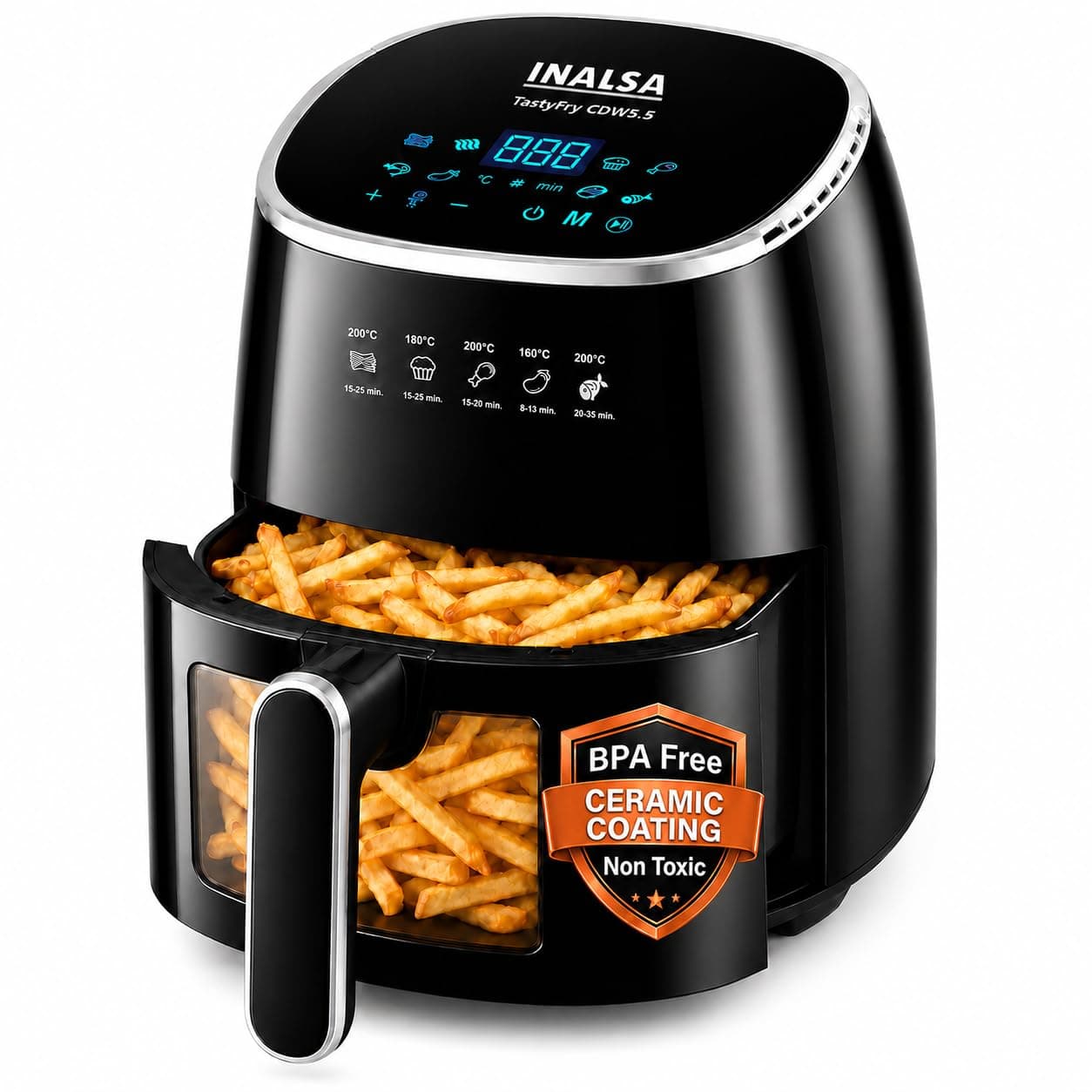 INALSA 5.5L 1600W Ceramic Air Fryer TastyFry CDW5.5