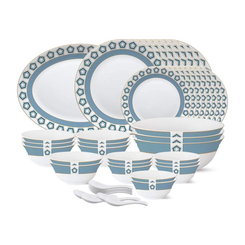 Larah by Borosil Tiara Series 44 Pcs Opalware Dinner Set