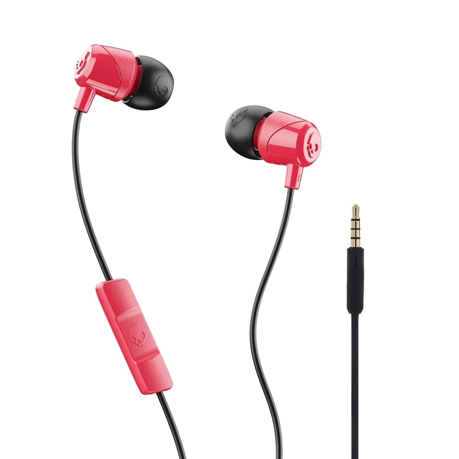 Skullcandy Jib In-Ear Wired Earbuds, Microphone, Works with Bluetooth Devices and Computers -Red Black