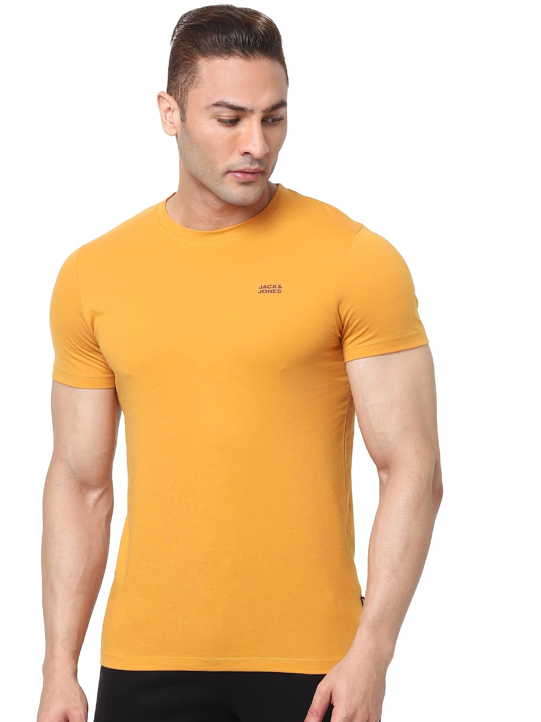 Jack & Jones Men Cotton Round Neck Slim Fit Casual T-Shirt