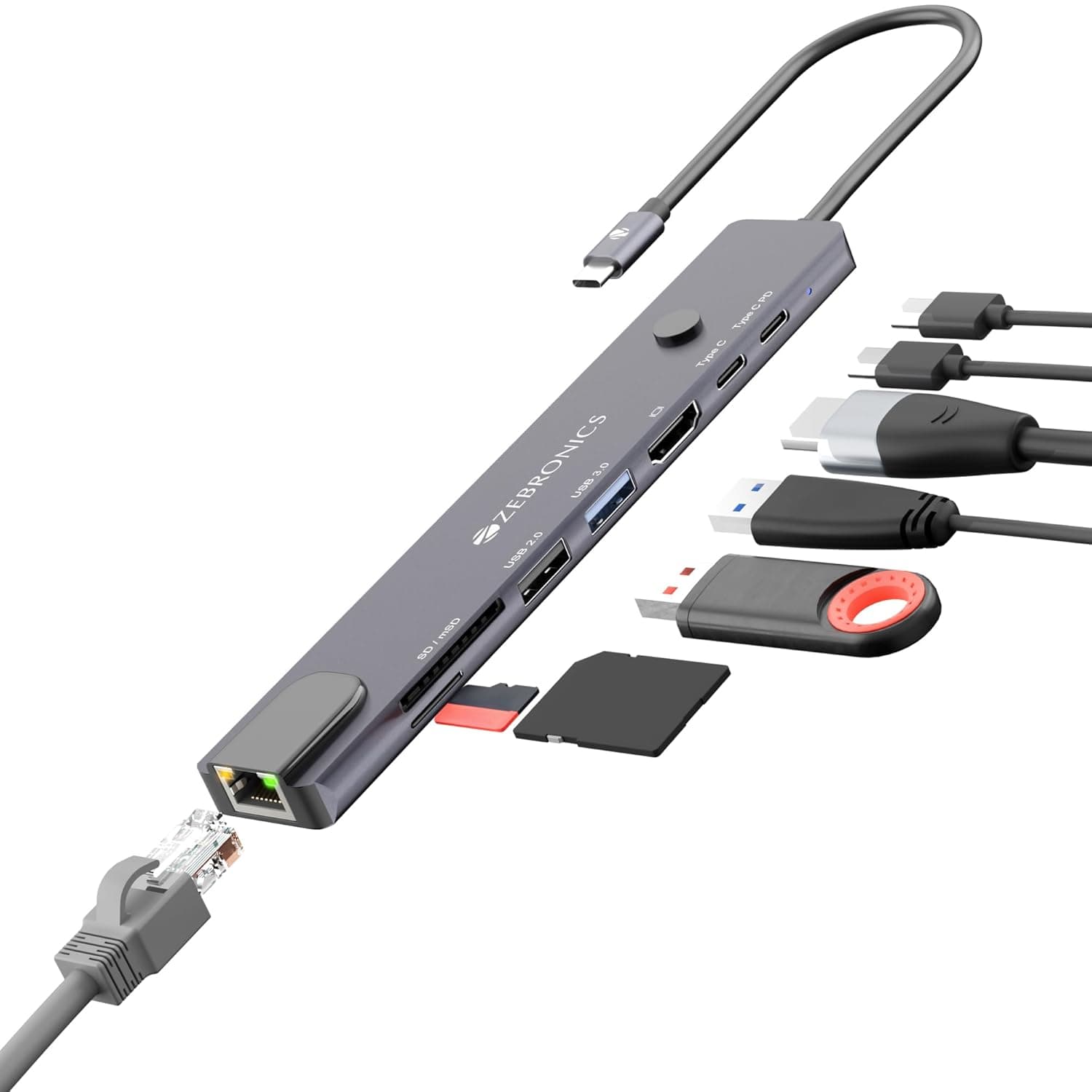 Zebronics CT81 Plus 8-in-1 Type-C Multiport Hub