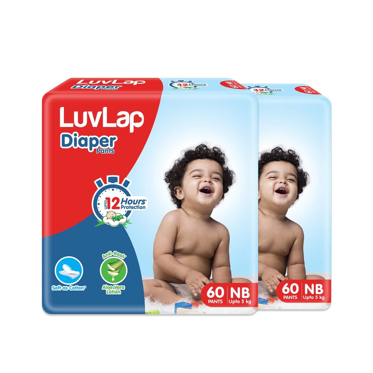 LuvLap Pant Style Baby Diapers Newborn NB (120 Count)