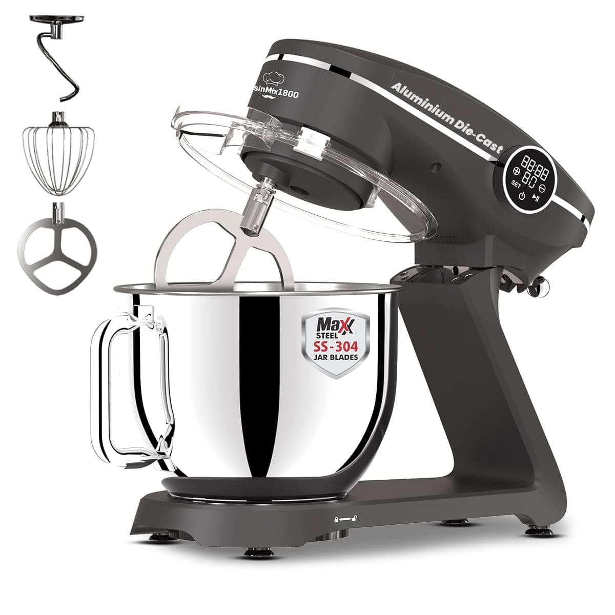 INALSA Cuisin Mix 1800W Stand Mixer with 7L SS Bowl