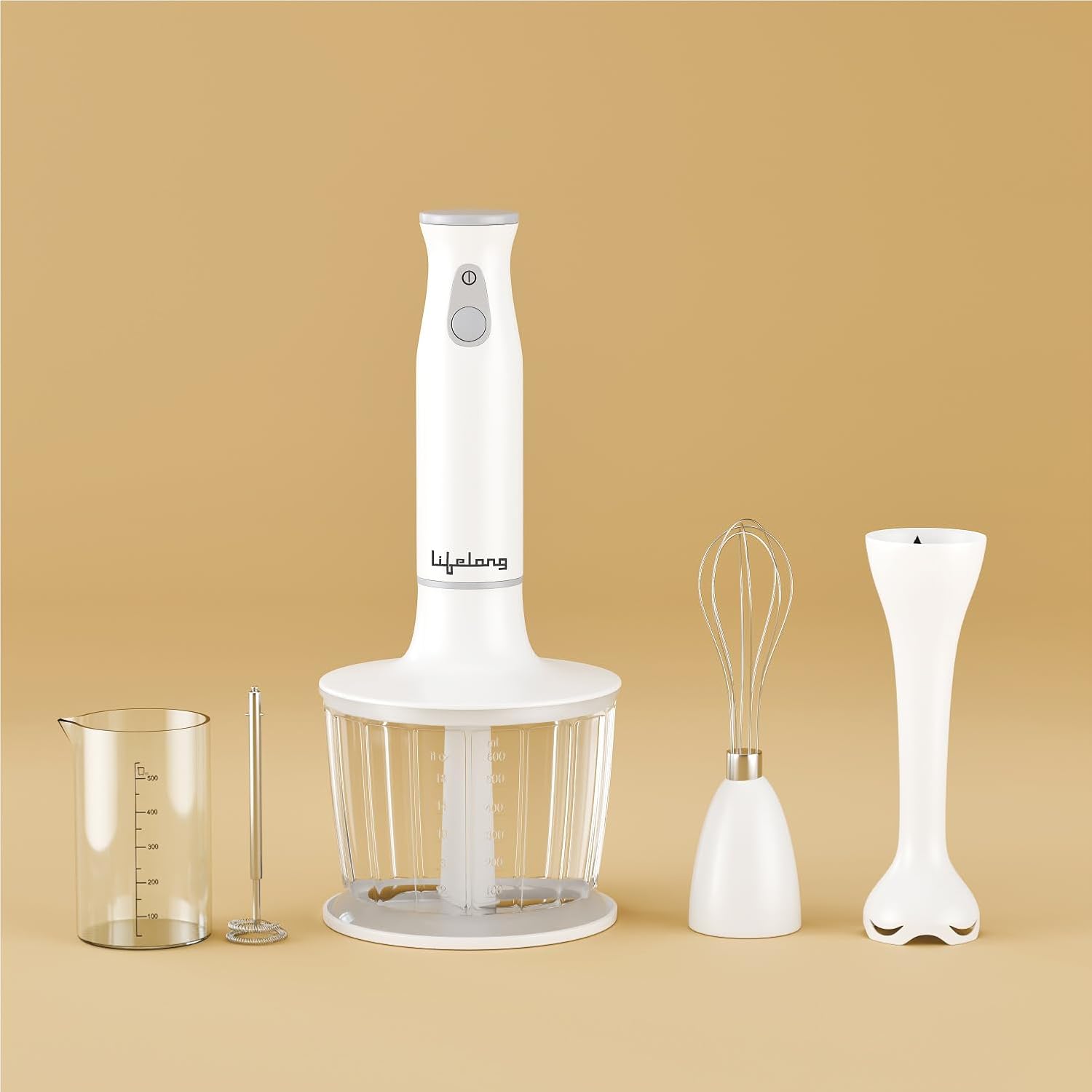 Lifelong 450W Low Noise Electric Blender with Chopper, Beaker, Whisk & Frother | Multipurpose Kitchen Appliance for Smoothies, Baby Food, Cake Mixing & Coffee Frothing | Stainless Steel Blades(LLHBZ07)