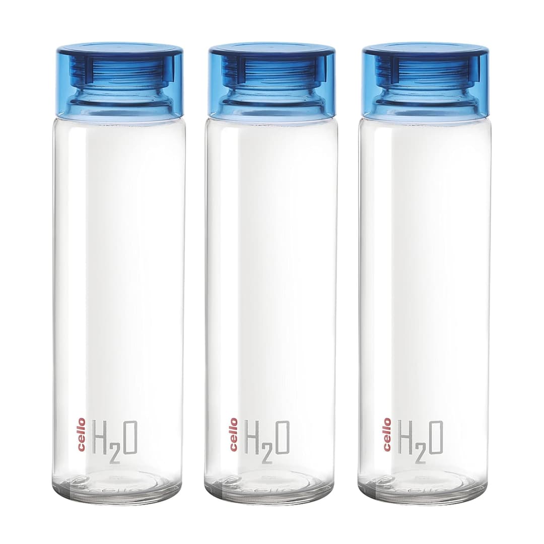 Cello H2O Toughened Glass Water Bottle 920ml Set of 3