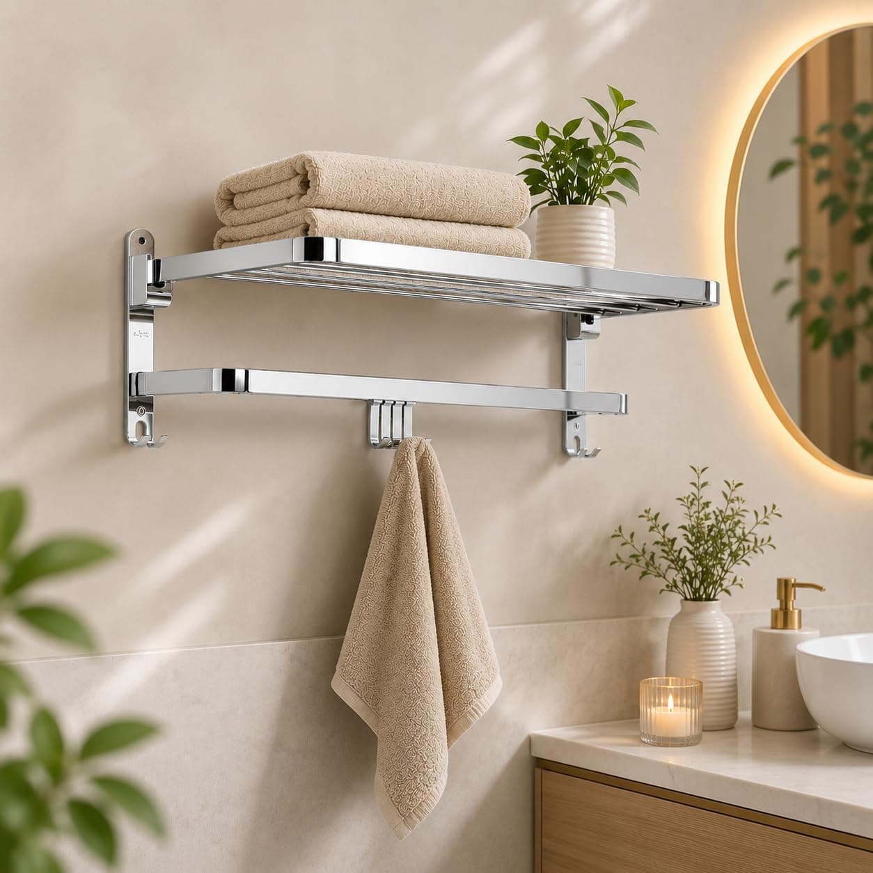 Hindware SS 304 Folding Towel Rack 24 Inches