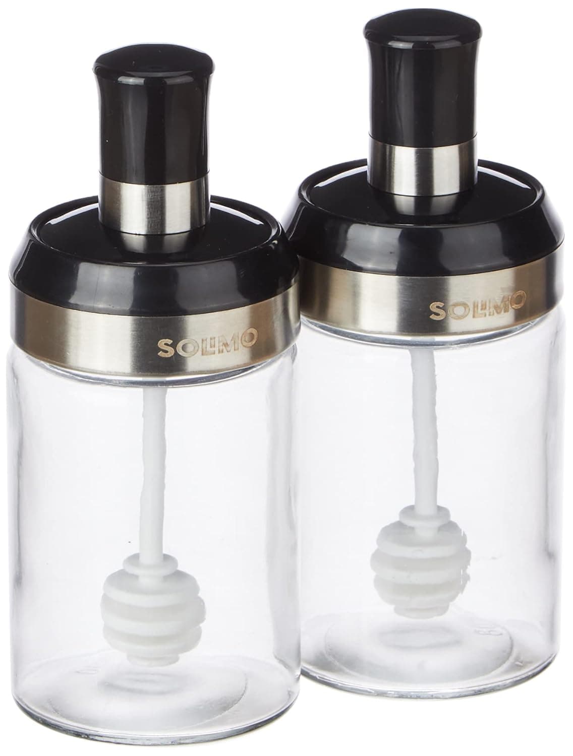 Solimo Borosilicate Glass Sauce Jar with Dipper (250 ml, Set of 2)