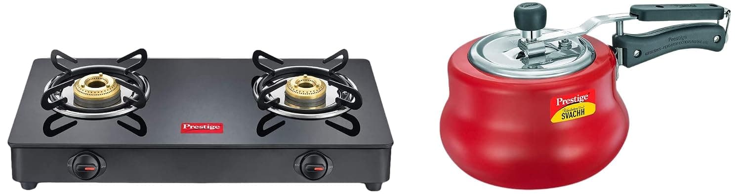 Prestige Iris 2 Burner Gas Stove with Svachh 3L Handi