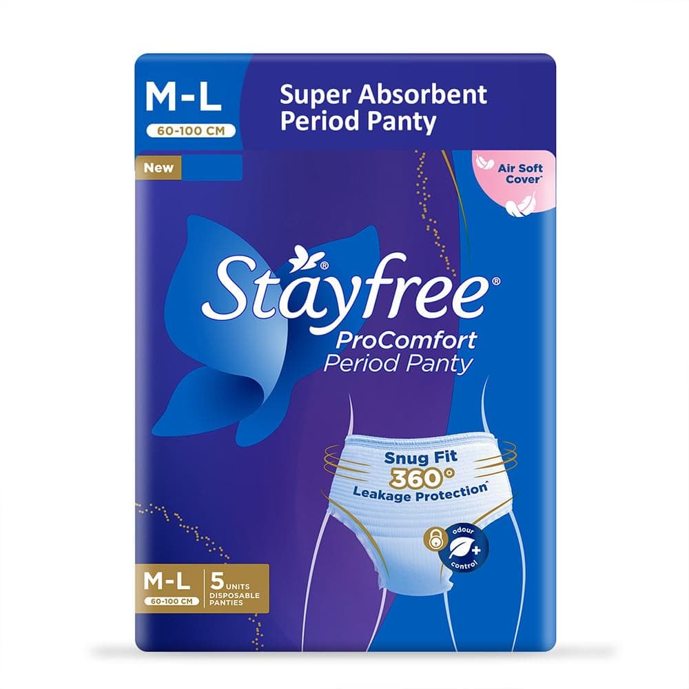 Stayfree ProComfort Period Panty (Pack of 5, M-L)