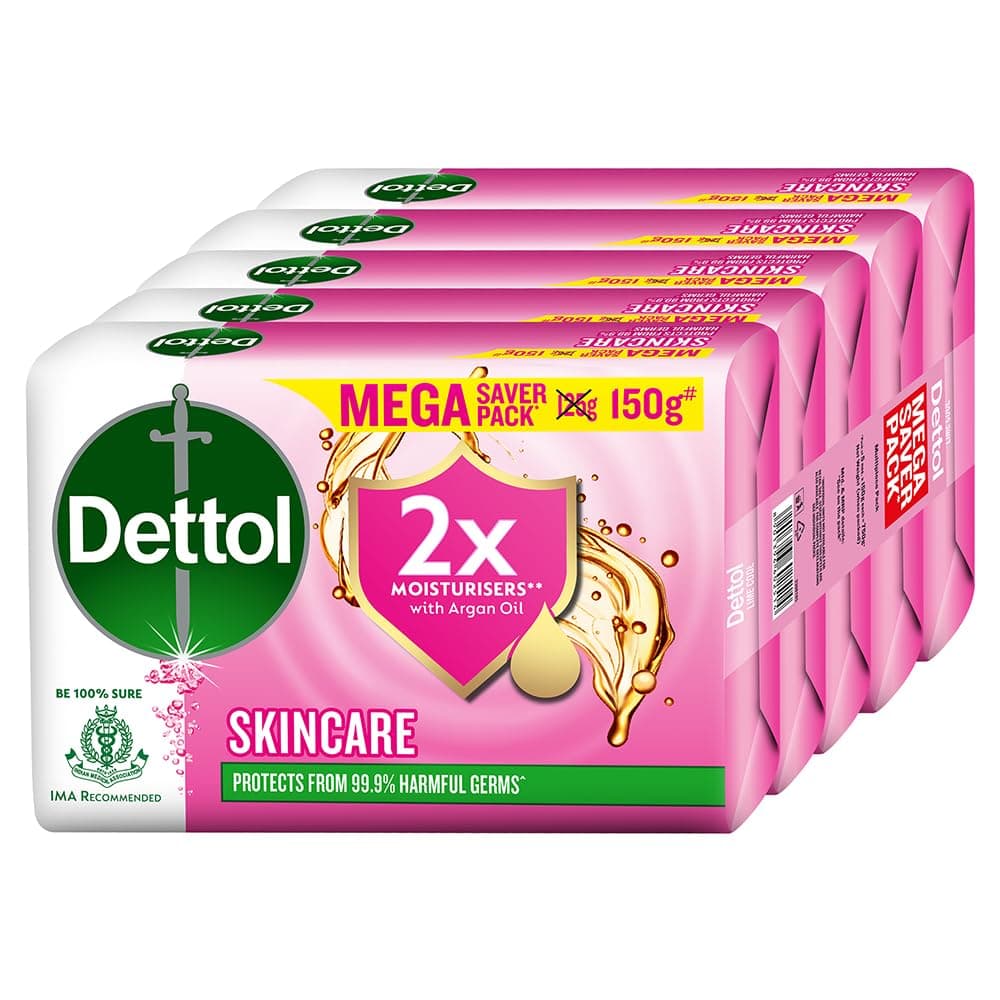 Dettol Skincare Bathing Soap Bar 150g (Pack of 5)