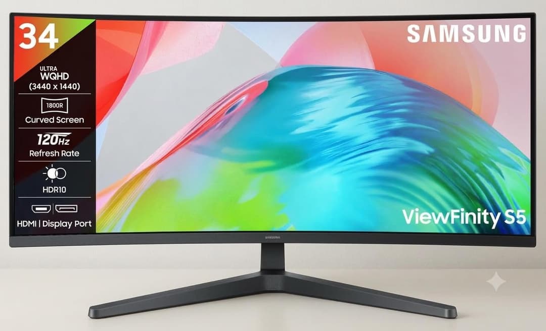 Samsung 34" ViewFinity S5 Curved WQHD Monitor LS34H550GAWXXL
