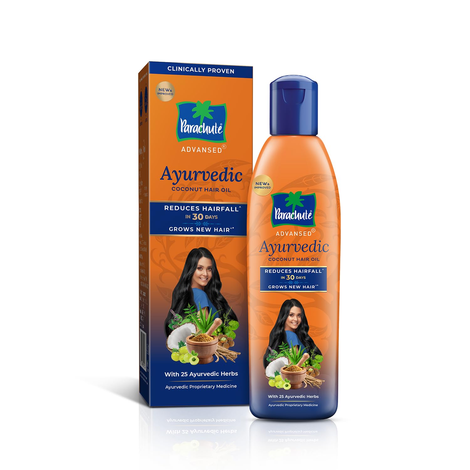 Parachute Advansed Ayurvedic Coconut Hair Oil | for Hair Fall Control & Hair Growth | with Coconut & 25 Ayurvedic Herbs Like Amla, Neem, Bhringraj, Brahmi, Methi Etc | Clinically Proven | 300Ml