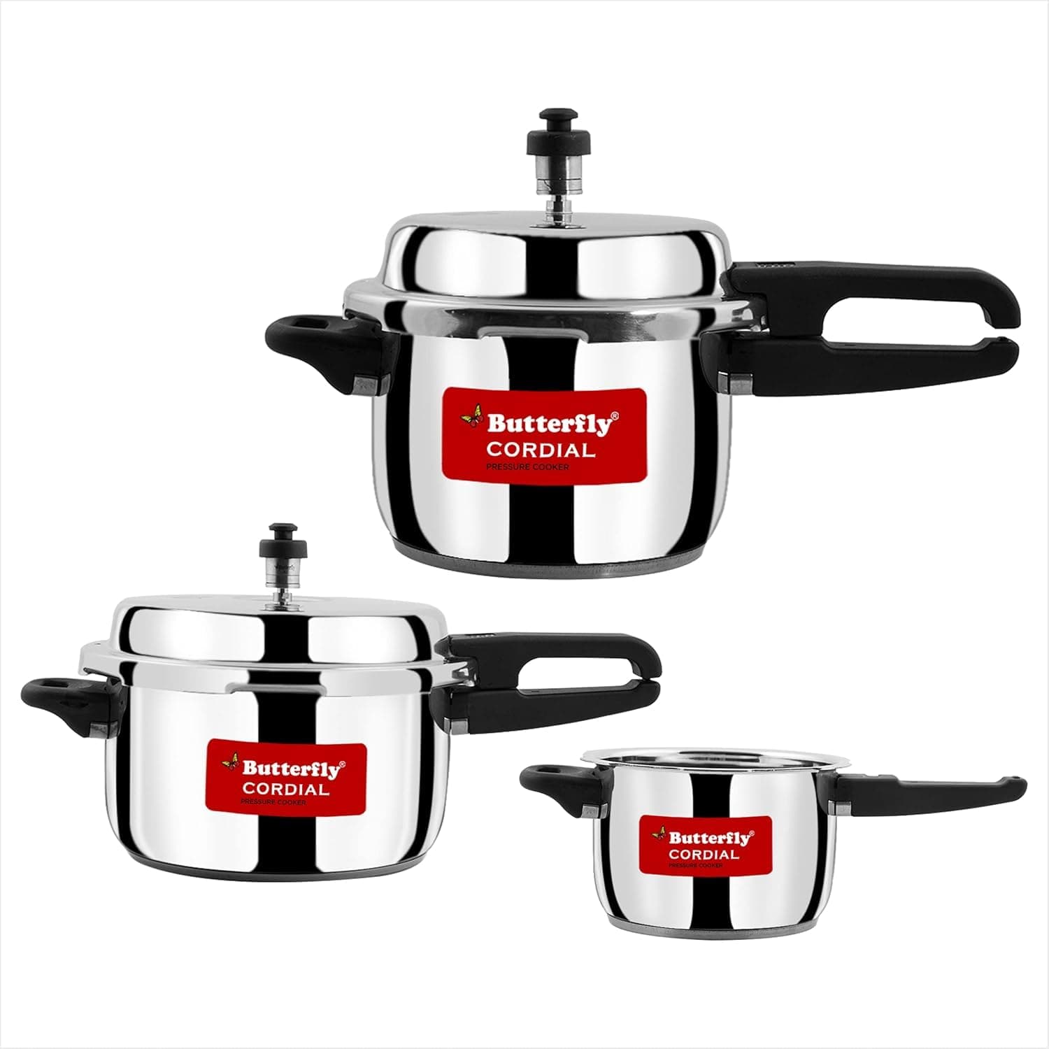 Butterfly Cordial 2L, 3L & 5L Stainless Steel Pressure Cooker Combo