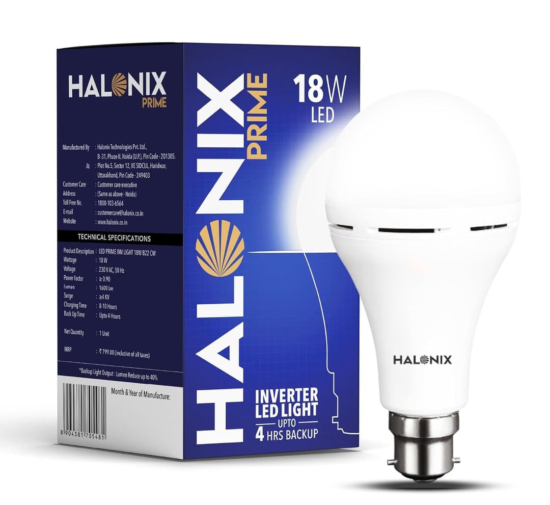 Halonix 18W B22D Rechargeable Emergency Inverter LED Bulb
