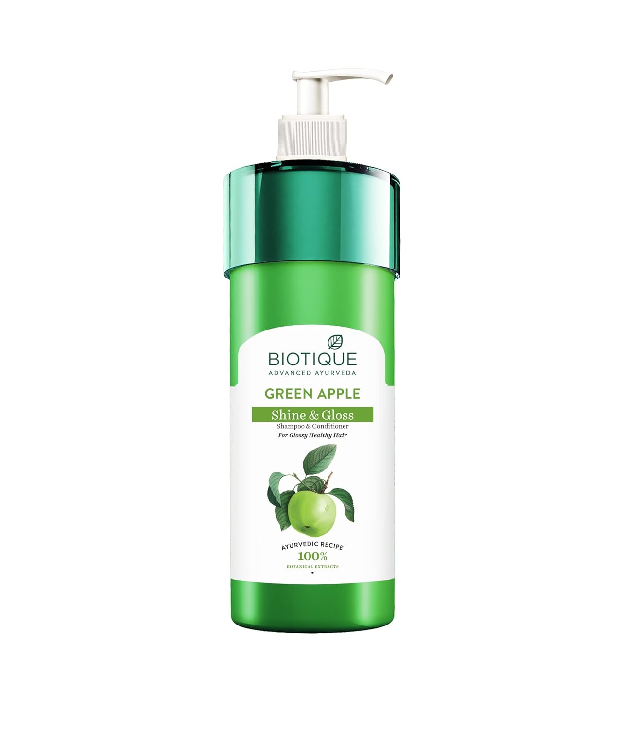 Biotique Green Apple Shine & Gloss Shampoo & Conditioner | Promotes Healthy, Shiny and Glossy Hair | Nourishes Scalp | Makes Hair Soft & Smooth | 100% Botanical Extracts | All Skin Types | 800ml