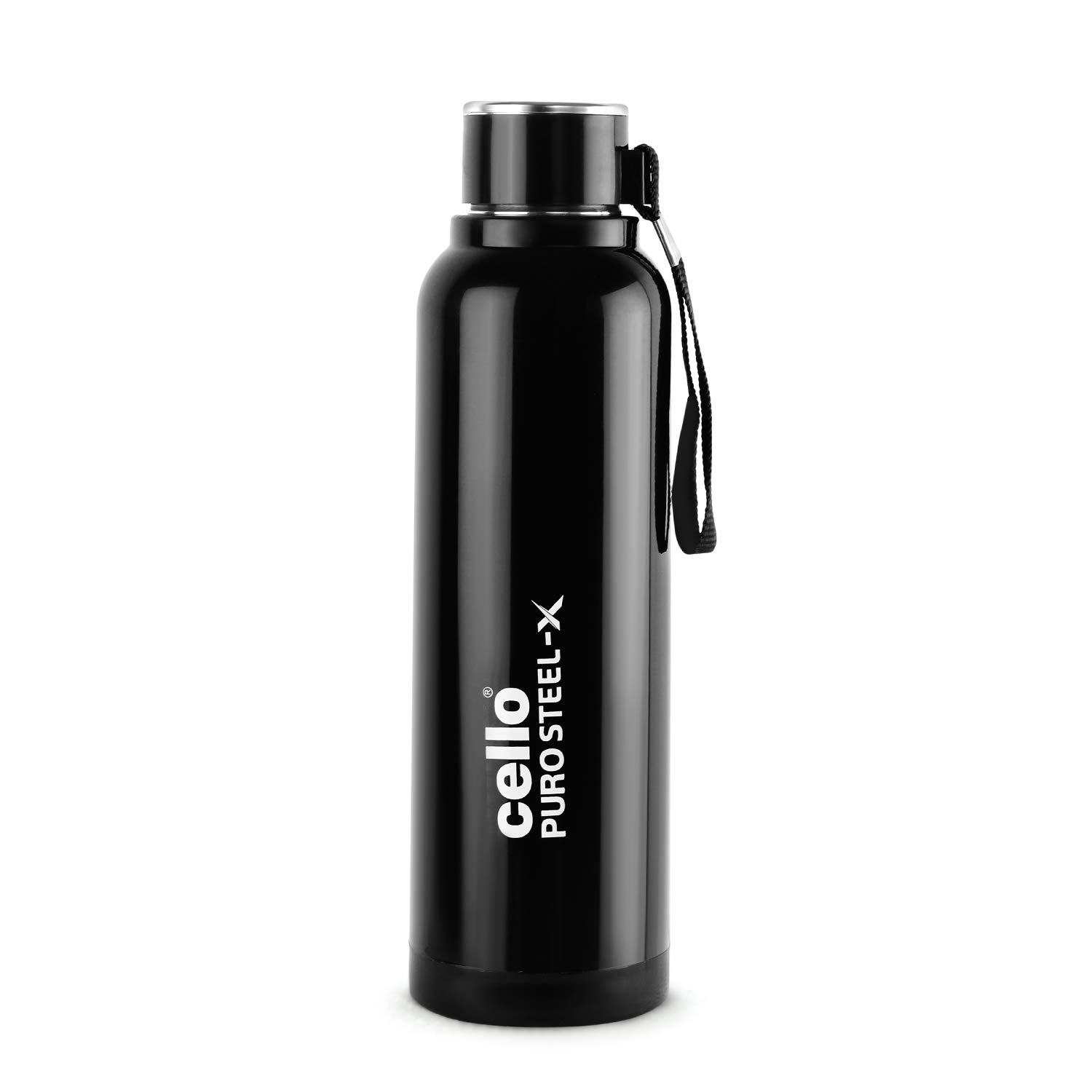 Cello Puro Steel-X Benz 900 Inner Steel Insulated Water Bottle 650 ml, Black | ISI Certified, BPA Free, Leakproof | Sturdy & Durable | Ideal for Office, College, Gym, Cycling, Camping & Outdoor Sports