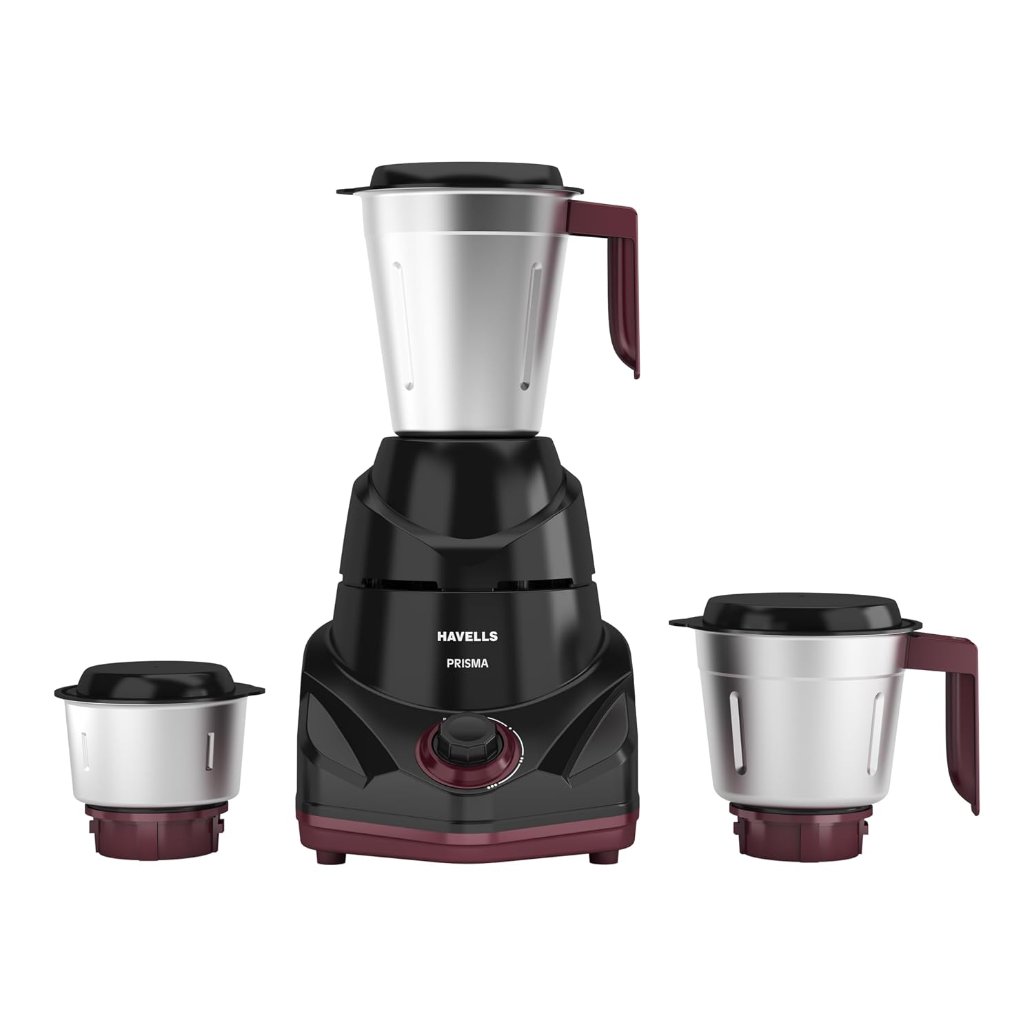 Havells Prisma 750 W 3 Jar Mixer Grinder | 3 Speed With Pulse Function | Air Vent Technology | Stainless Steel Blades | Wider Mouth Jars | Overload Protecton | 2-Year Product Warranty (Black)