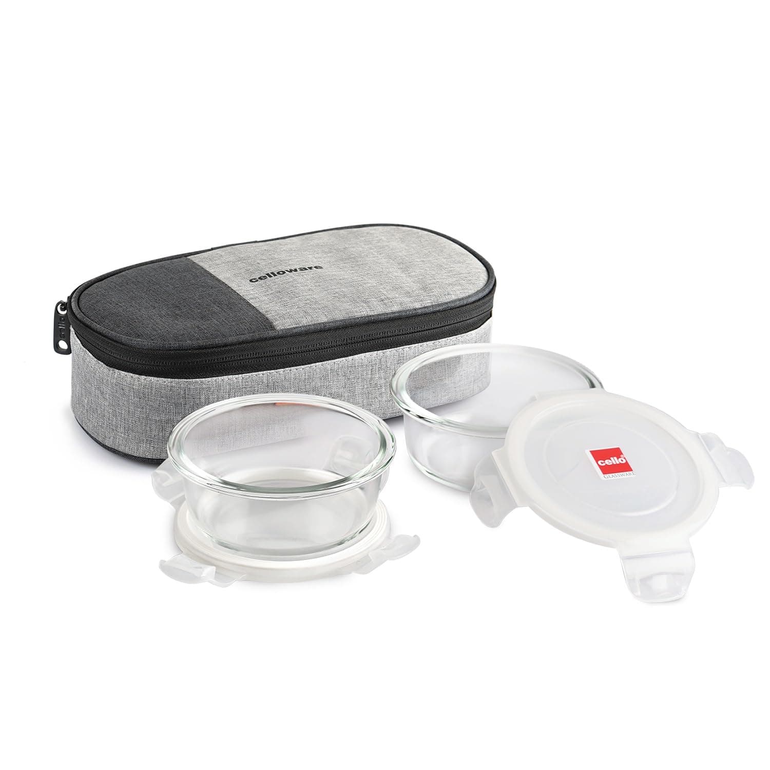 Cello Delighta Round Borosilicate Glass Lunch Box 400ml Set of 2