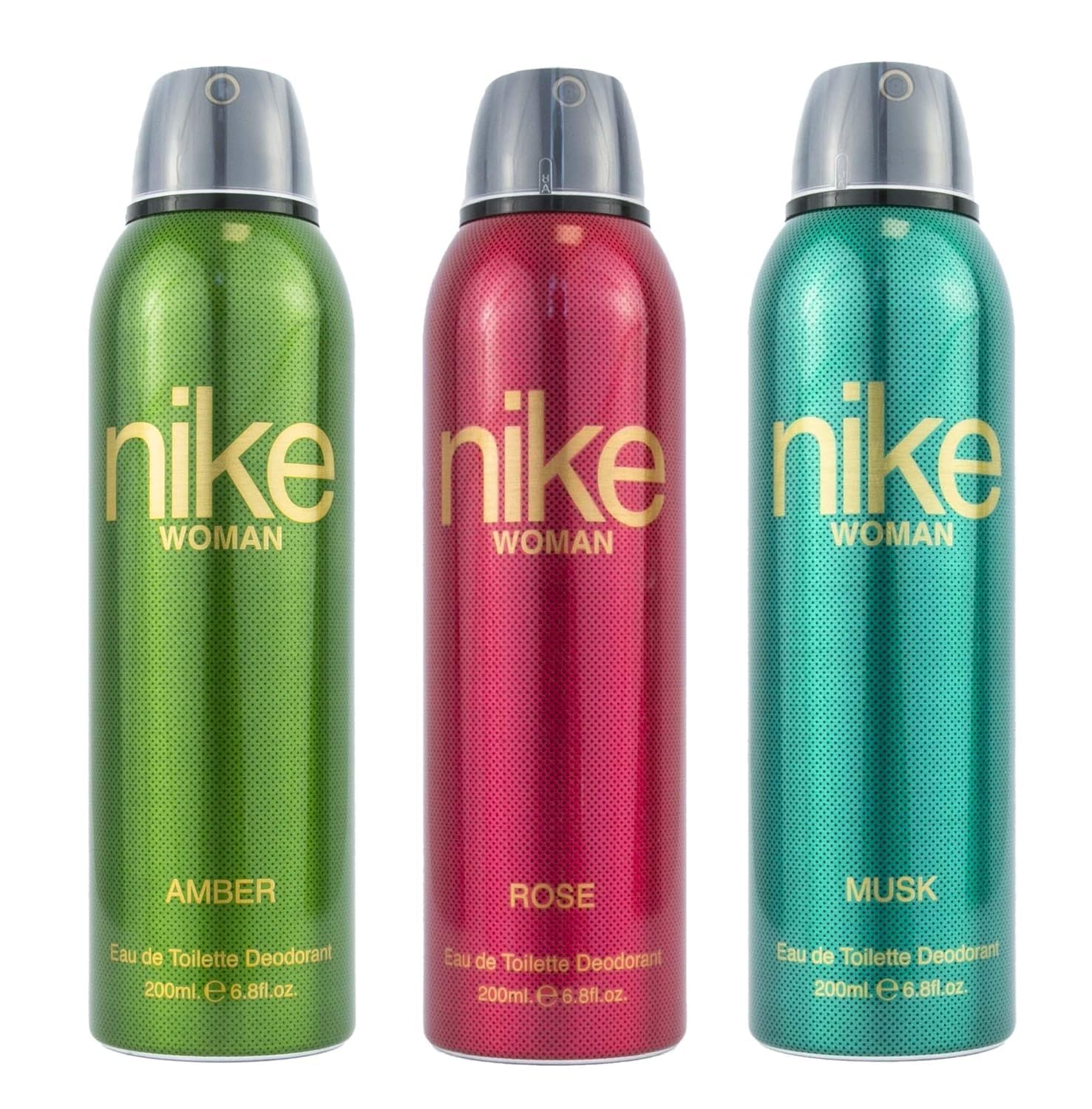Nike Women Deodorant Spray Combo (Amber + Rose + Musk) – 200ml Each | Pack of 3 Long Lasting Body Spray | Odour Control & Freshness | Deo for Women