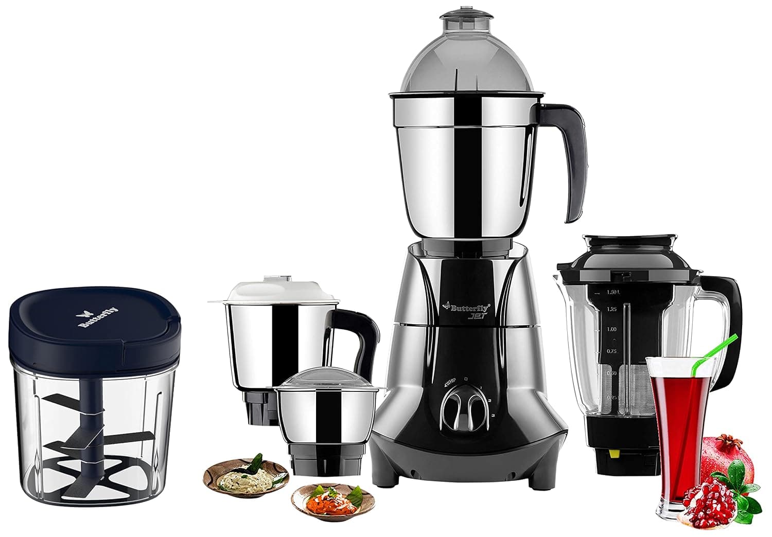 Butterfly 750W Mixer Grinder with 4 Jars and Vegetable Chopper