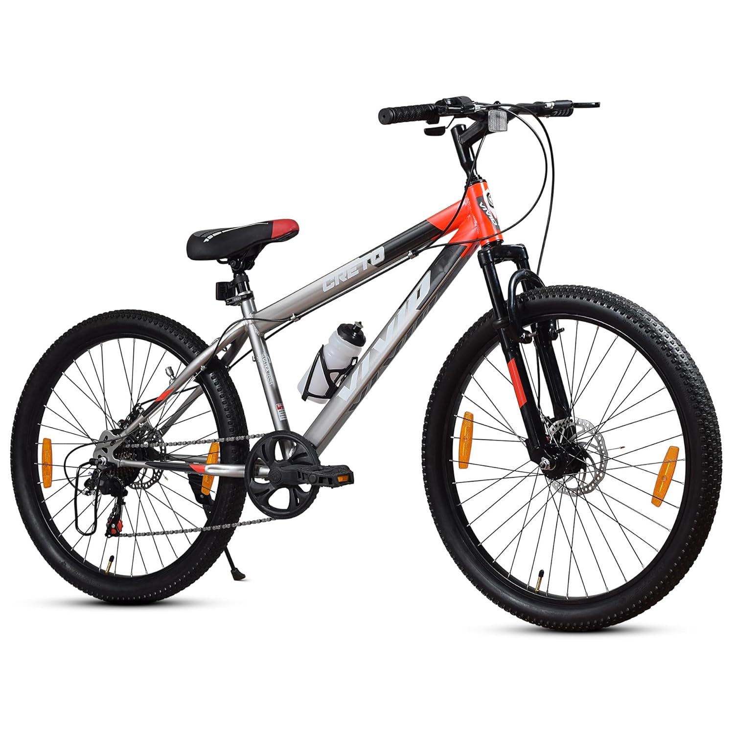 Leader Vivid Creto 24T Multispeed 7 Speed Cycle for Men with Front Suspension & Dual Disc Brakes |Gear Bicycle for Boys & Girls | Ideal for 9-13 Years (Frame: 16 Inches) Mountain Bike