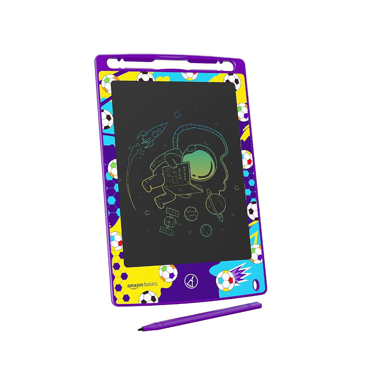 amazon basics Writing Tablet with 8.5-inch rainbow colour LCD screen and Stylus Pen for Kids & Adults (Purple)