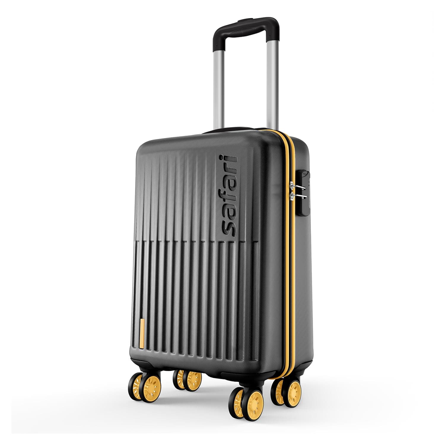 Safari Astra Neo 8 Wheels 56cm Cabin Size Trolley Bag, Hard Case Polycarbonate, 360 Degree Wheeling Carry-on Luggage for Men & Women, Travel Bag, Suitcase for Travel, Trolley Bags for Travel, Black