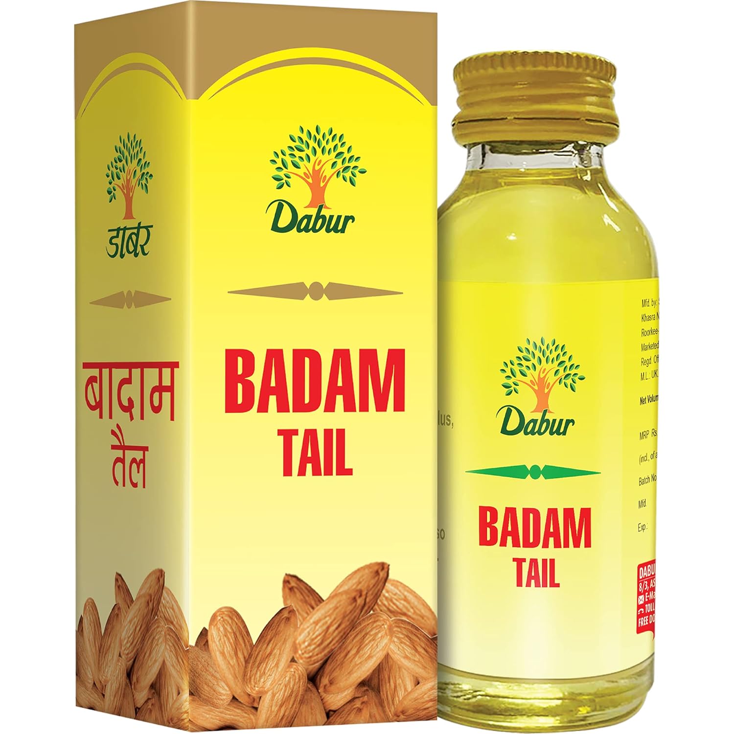 Dabur Badam Tail: Sweet Almond Oil | Rich in Vitamin -E for Healthy Skin, Hair and Body - 100ml