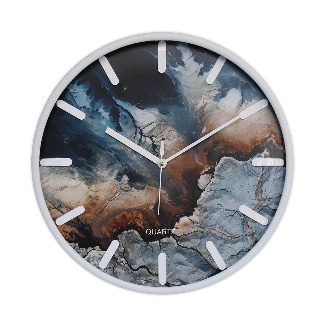 Amazon Brand- Solimo 12-Inch Analog Wall Clock – Ivory White Design, Premium Embossed Frame, Silent Movement