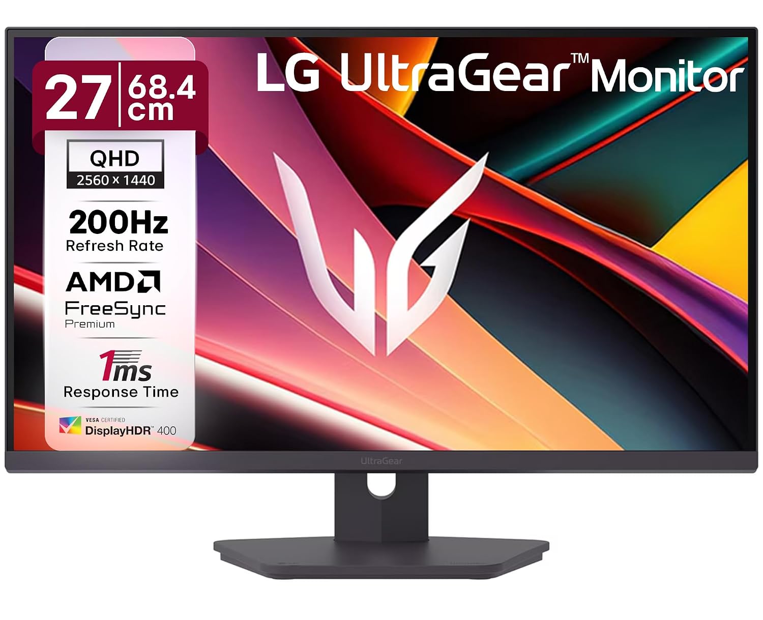 LG 27G610A 68.4 cm (27 Inch) Ultragear QHD (2560x1440) IPS Gaming Monitor, 1ms (GtG), 200Hz, sRGB 99%(Typ.), Anti-Glare, HDR10, AMD FreeSync™, DP, HDMI X 2, Tilt/Swivel/Height/Pivot Adjustable(Black)