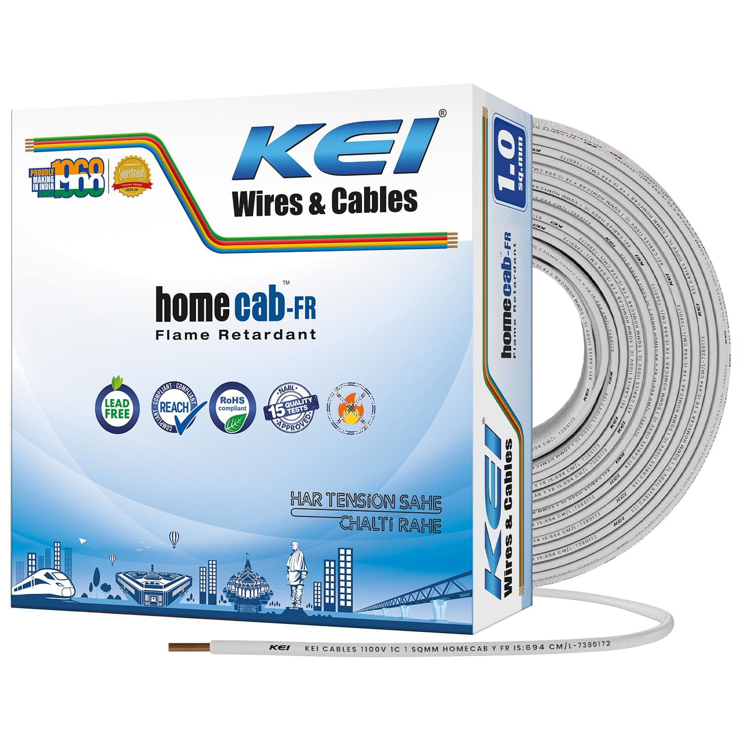 KEI Homecab 1 sqmm Single Core Copper FR Wire (90m)