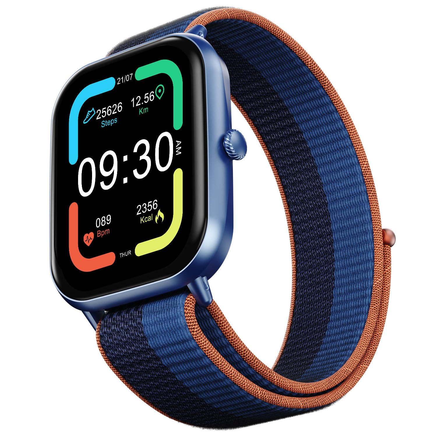 Fire-Boltt Ninja Call Pro Max Nyluxe Smart Watch 2.01" with Bluetooth Calling, Voice Assistance, SpO2 & Heart Rate Monitor, 120+ Sports Modes, IP67 Waterproof, Smart Watch for Men & Women - Blue