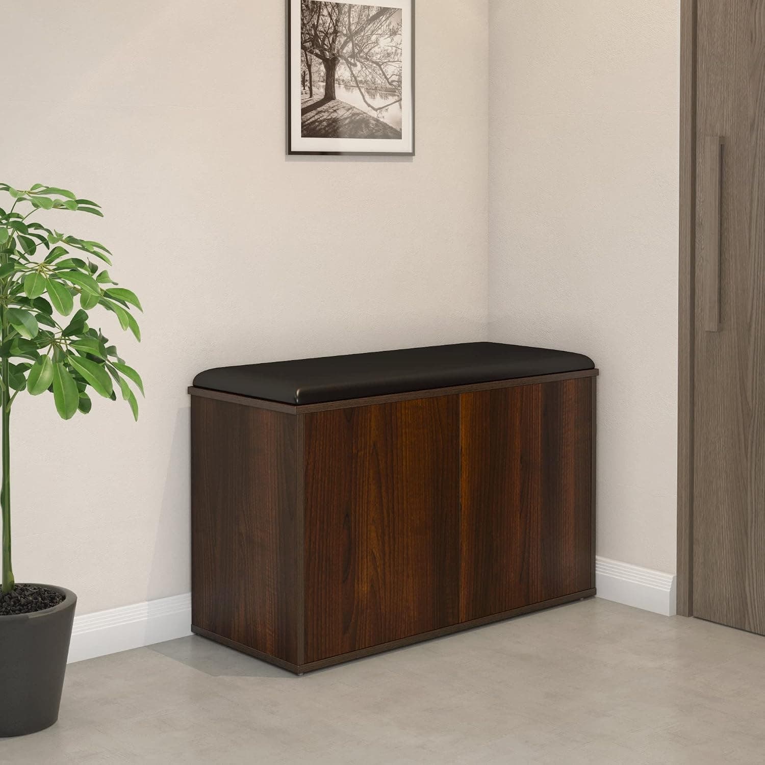 Nilkamal Metro 2 Door Shoe Rack with Cushioned Seat