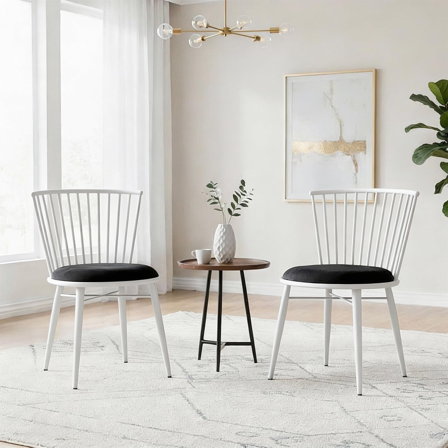 Solimo Iron Chair with Cushioned Seat (Set of 2)