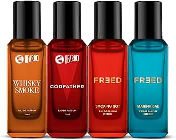 Beardo Him & Her Perfume Giftset 20ml x 4 | Whisky Smoke, GodFather, Marina Bae & Smoking Hot | Long Lasting Spicy Eau De Parfum | Gift For Couple, Men Women