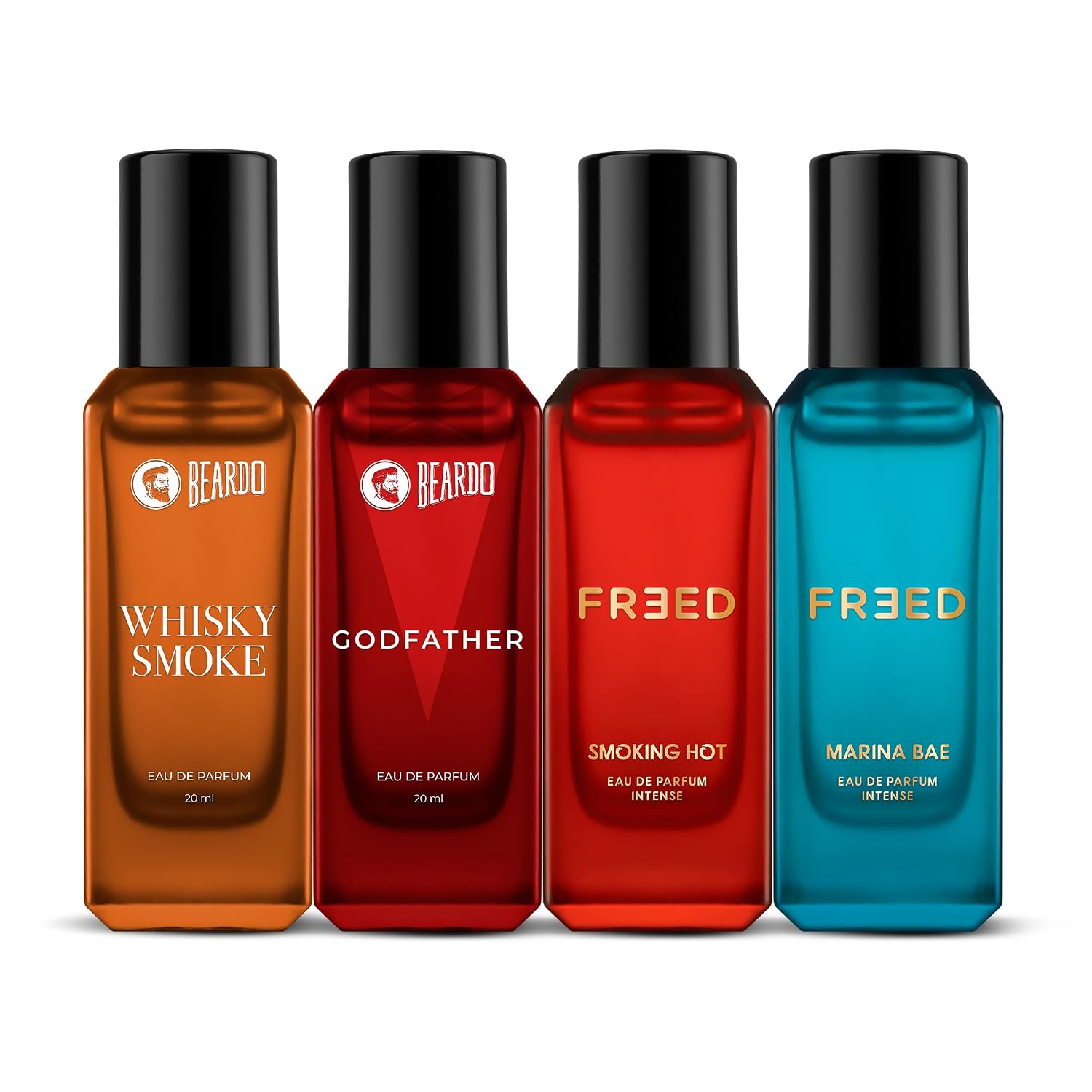 Beardo Him & Her Perfume Giftset 20ml x 4 | Whisky Smoke, GodFather, Marina Bae & Smoking Hot | Long Lasting Spicy Eau De Parfum | Gift For Couple, Men Women