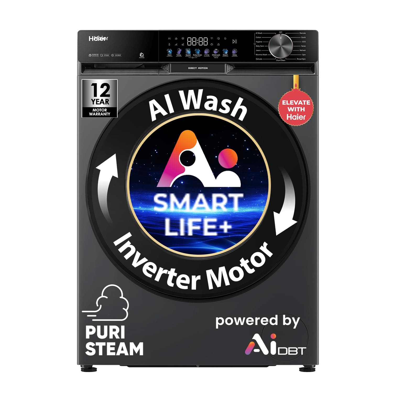 Haier 10Kg 5 Star Front Load Washing Machine