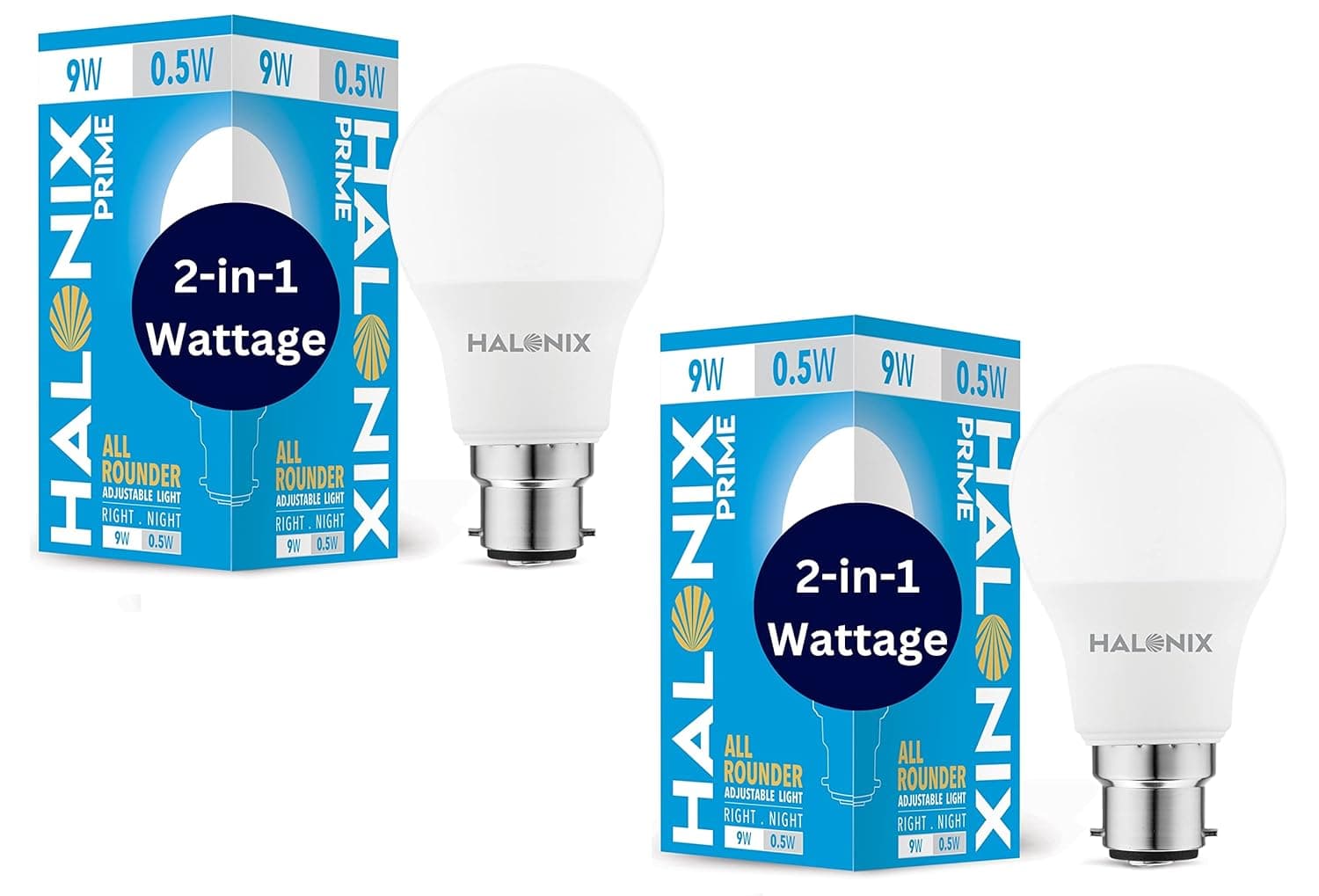 Halonix 2-in-1 Dimmable 9W/0.5W LED Bulb Pack of 2