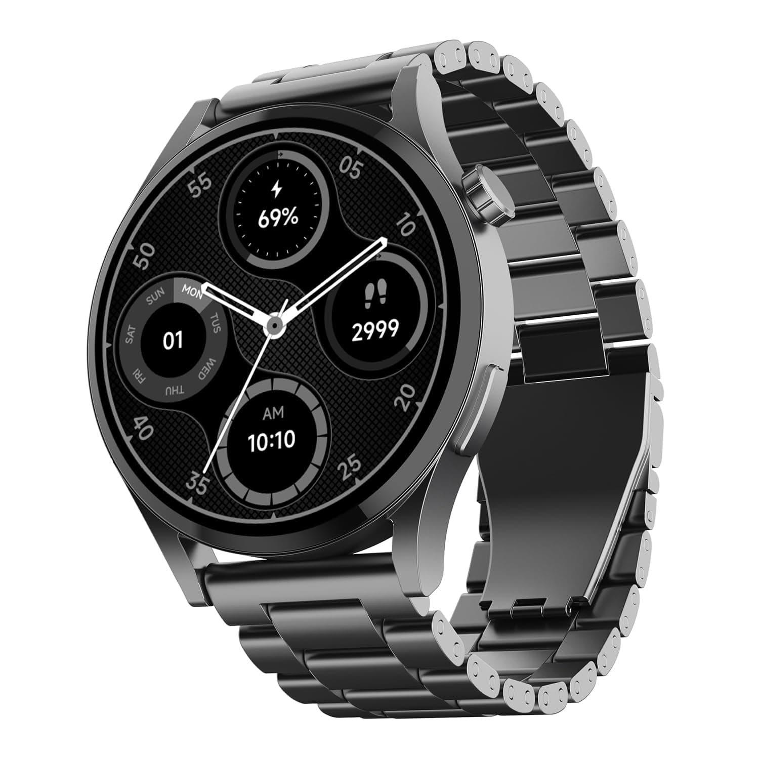 boAt Lunar Embrace w/Vibrant 1.51" (3.8 cm) AMOLED Display,Premium Metal Design, Functional Crown, 100+ Sports Mode, Animated Watch Faces, Built-in Games, Smart Watch for Men & Women(Steel Grey)