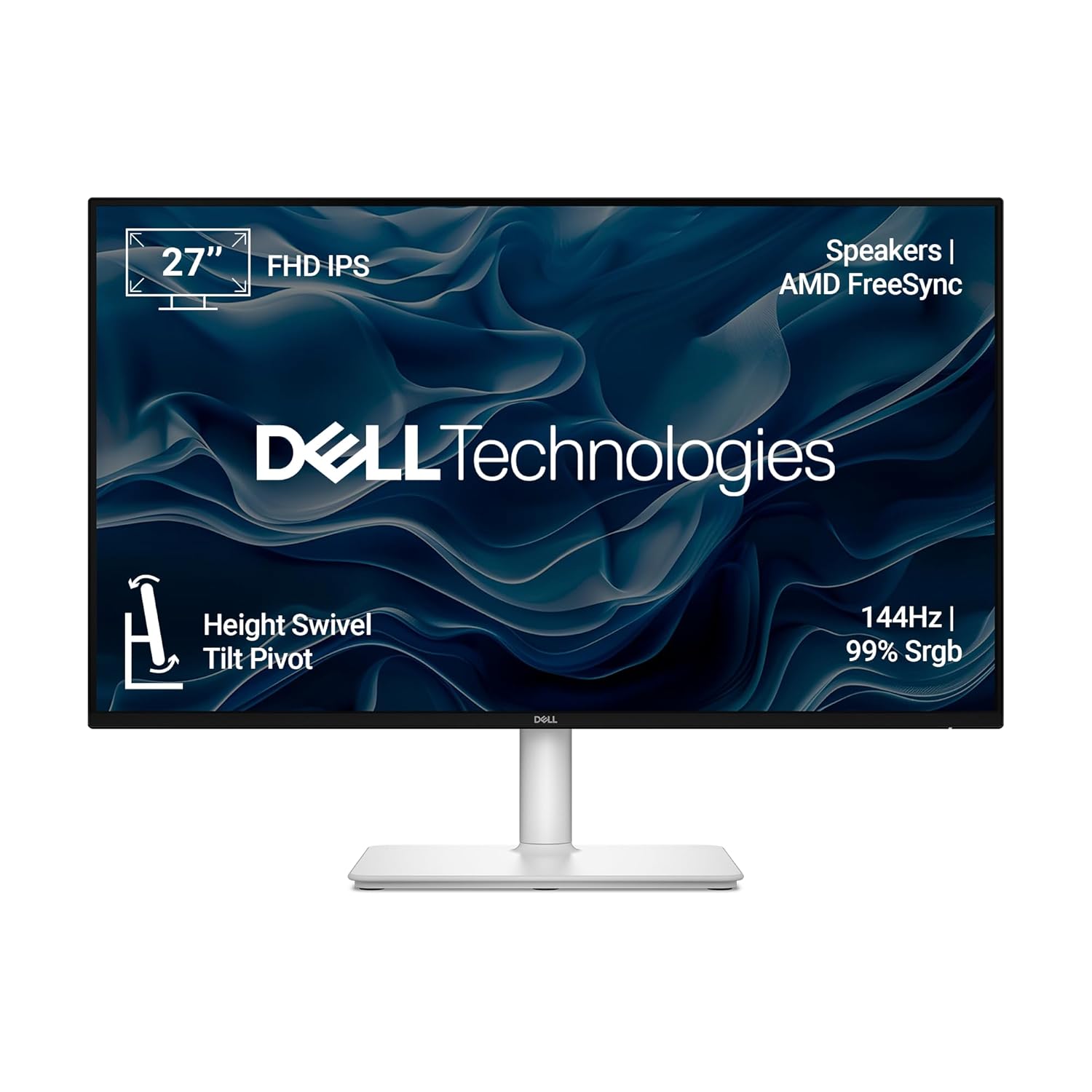 Dell S2725HSM 27"/68.58cm FHD Monitor | Ash White | 144Hz Refresh | 99% Srgb, 300 cd/m2 Brightness | IPS Panel, 1ms | Contrast 1500:1, 2xHDMI, Built-in 3W Dual Speakers, Warranty 3 Years, Ergonomic | AMD FreeSync