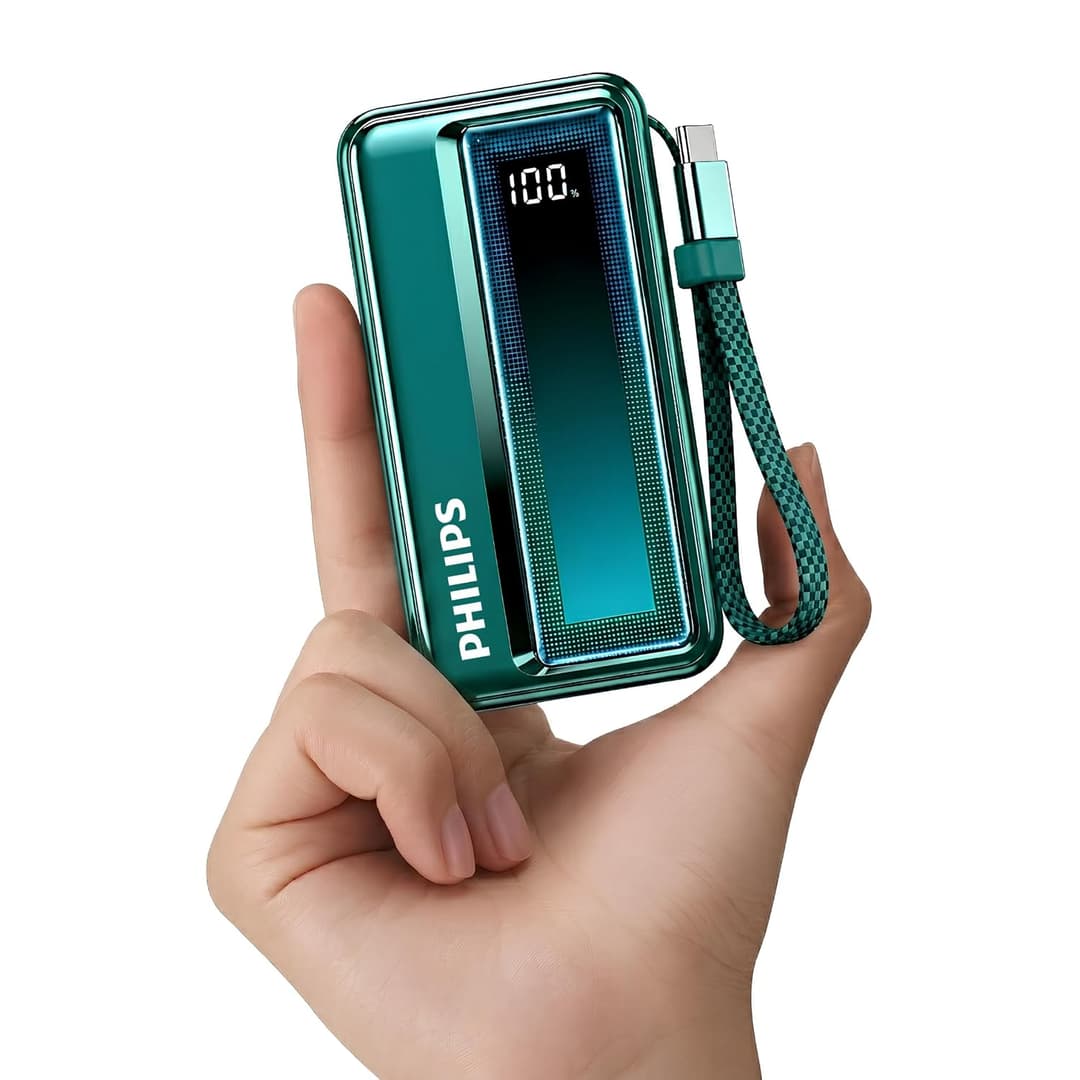 Philips 10000mAh 30W Fast Charging Power Bank with Built-in Cable