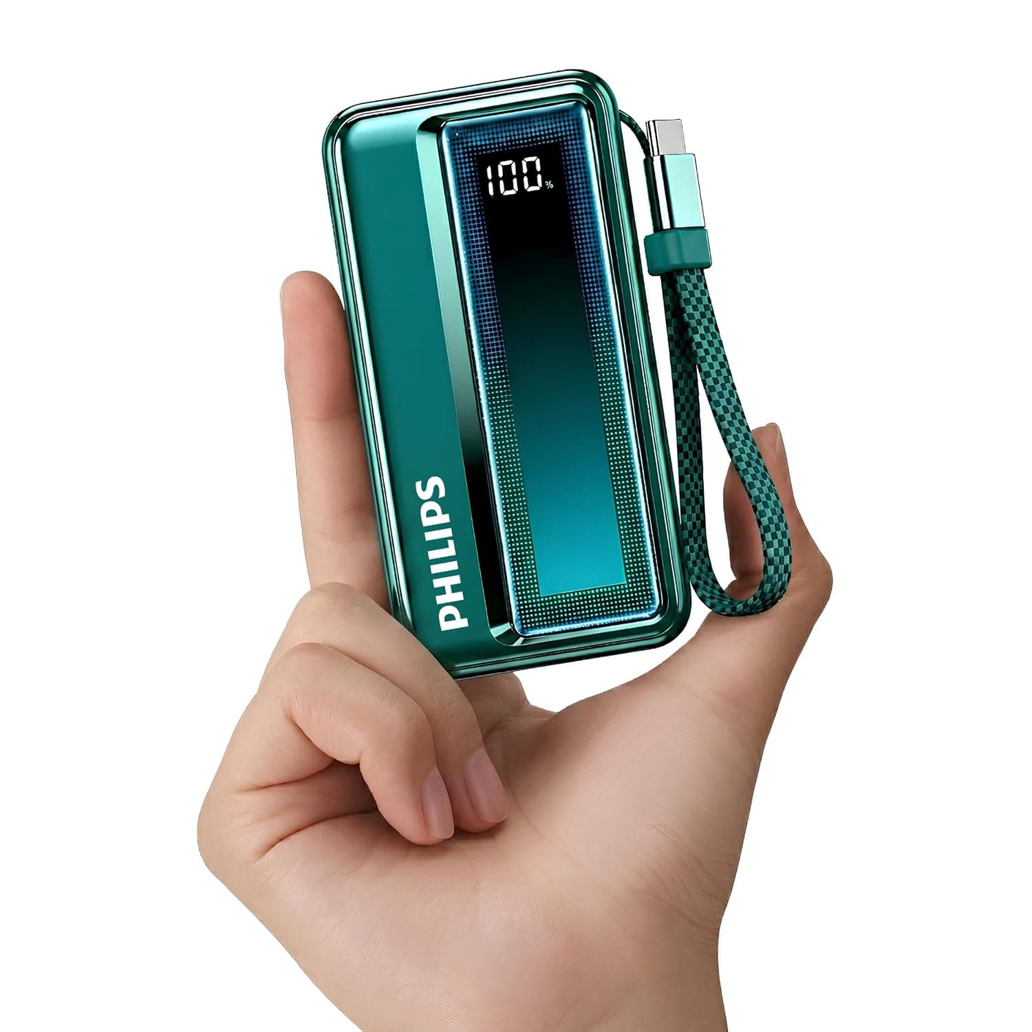 Philips 10000mAh 30W Fast Charging Power Bank with Built-in Cable