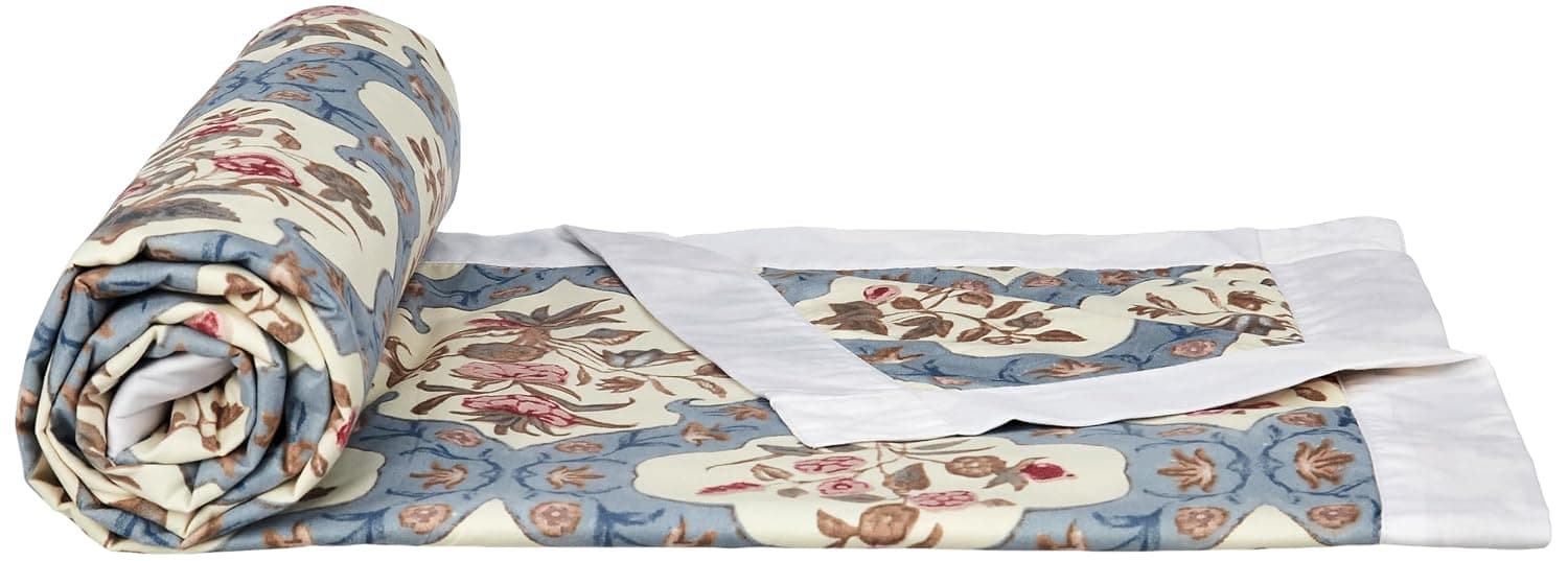 Amazon Brand - Solimo Single Microfiber Quilt | 100% Microfiber Exterior | 120 GSM | for Mild Winters and Ac Rooms (Lavender Meadow)