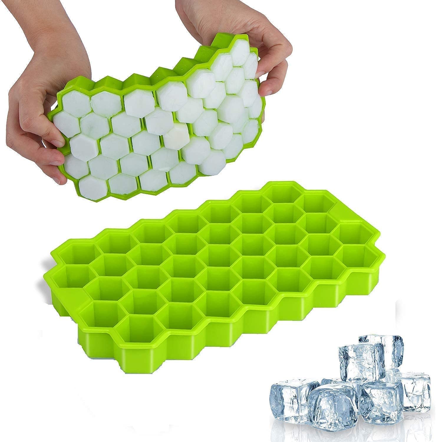 KBS Ice Cube Tray Silicone for Freezer Flexible Shape Honeycomb for Chocolate Cake Maker Mould, Chilled Drinks, Reusable Kitchen Accessories Items (Multi Color)