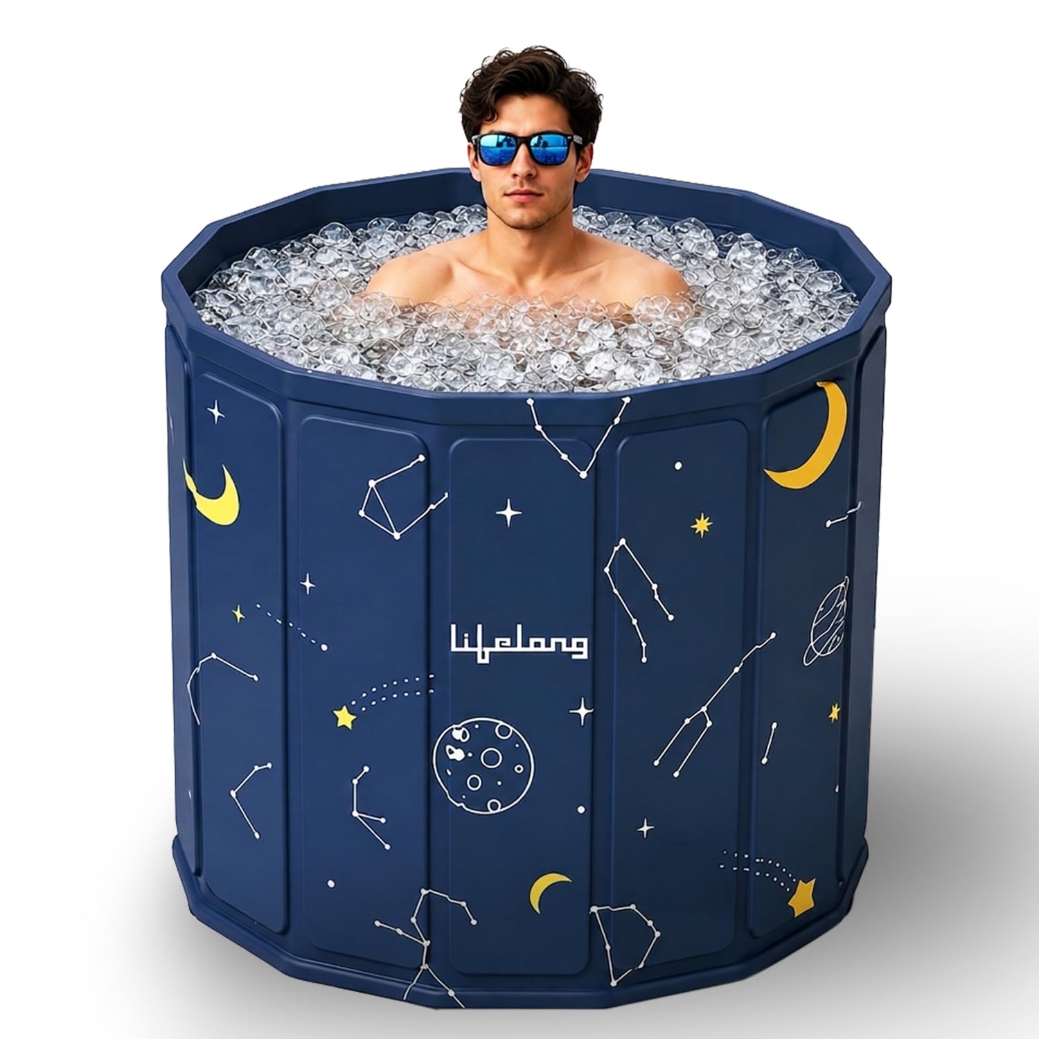 Lifelong Portable & Foldable Bath Tub with Inflatable Pillow for Adults | Ice Bathtub, Steam Bath Water Tub for Home, Bathroom Spa & Stress Relief | Leakproof, Sturdy with Dual Drainage (LLEBT09)