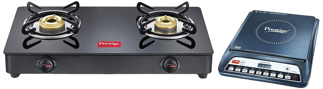 Prestige IRIS 2 Burner Gas Stove and PIC 20 Induction Cooktop Combo