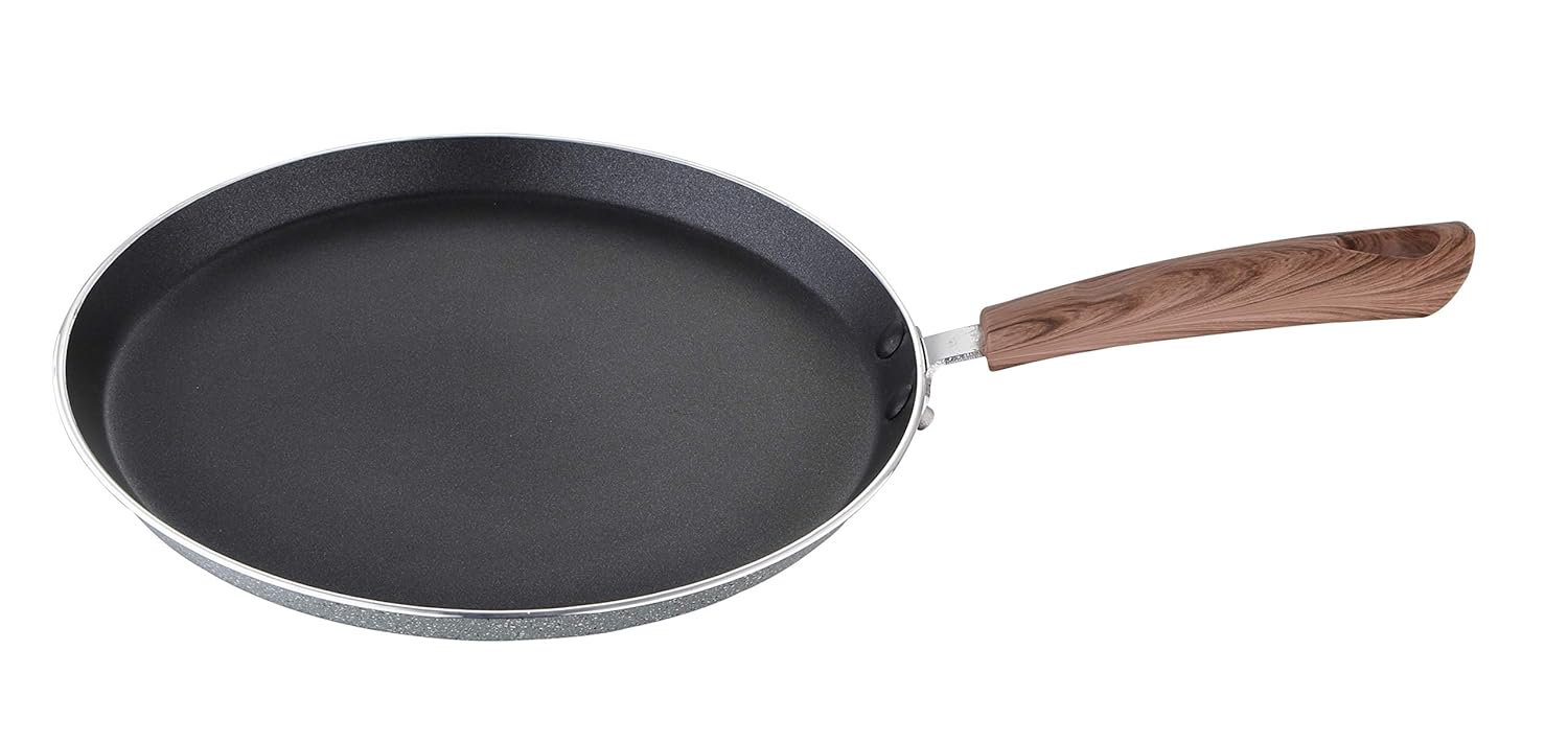 BERGNER Alpine Forged Aluminium Non-Stick Flat Tawa, 26 cm, Induction Base, Grey