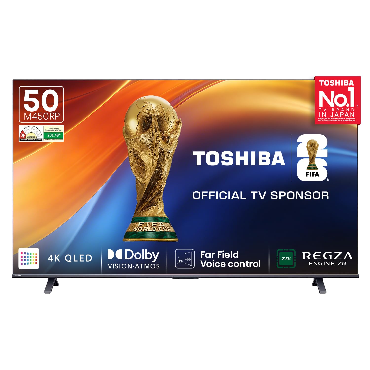 Toshiba 126 cm (50 Inches) 4K Ultra HD Smart QLED TV | Dolby Atmos, HDR10+ | 24W Powerful Speakers | Sports Mode | REGZA Engine ZR | Voice Control | 4K Upscaling | VIDAA OS | 50M450RP (Black)