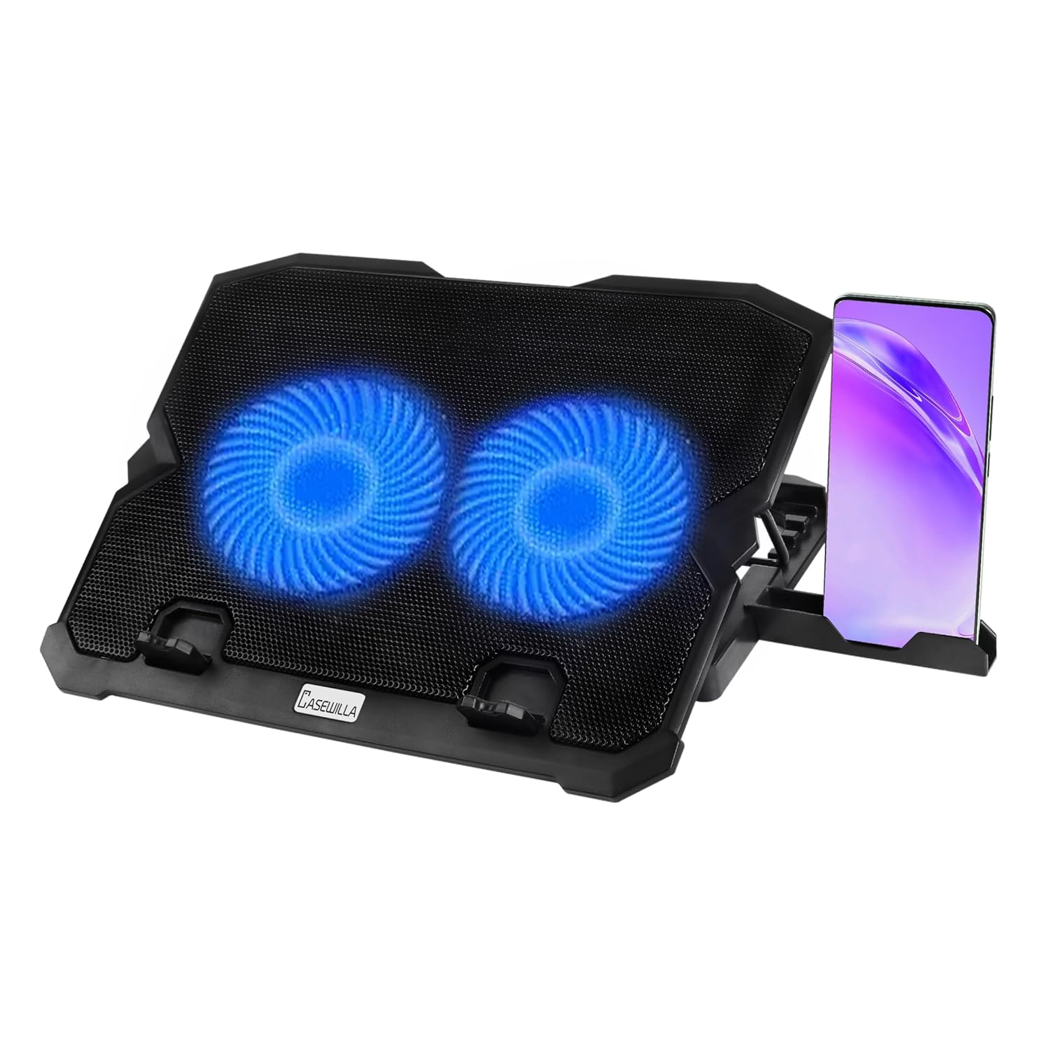 Laptop Cooler Stand Ergonomic, Adjustable Height, 2 USB Ports and 2 Fan Cooling Pad (Black)