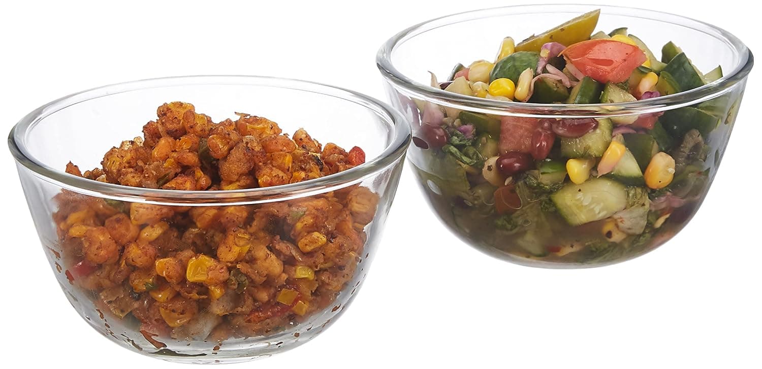 Solimo Borosilicate Glass Mixing Bowls Set of 2 (1100 ml)